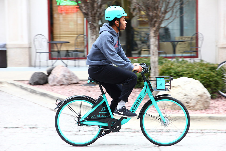 Bike sharing is available in Campustown through Veo.